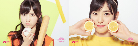 프로듀스48에 참가한 AKB48 8팀 멤버인 혼다 히토미(왼쪽)와 시타오 미우. 엠넷 제공